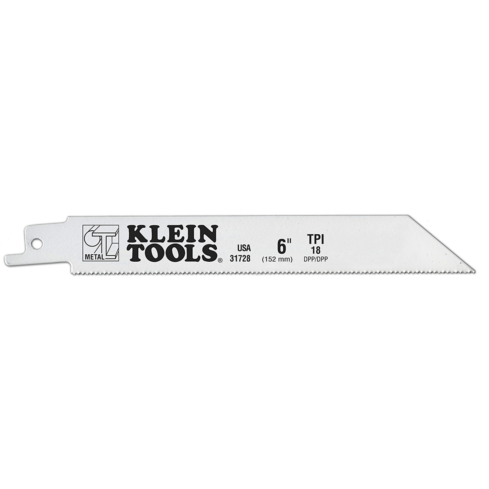 Klein Tools, Reciprocating Saw Blades, 18 TPI, 6in., 5-Pack, Blade Length 6 in, Included (qty.) 5 Model# 31728